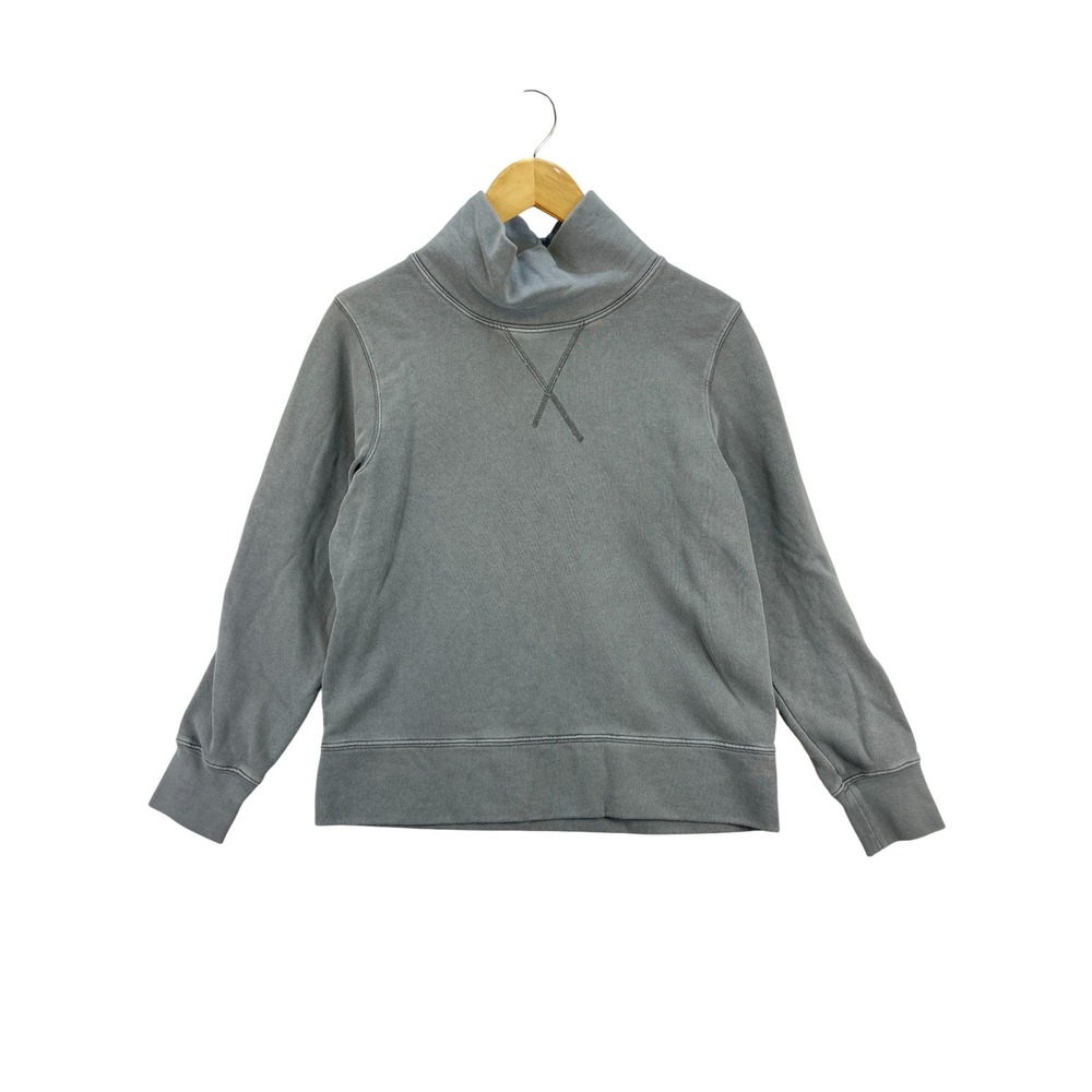 Madewell Funnel Neck Sweatshirt Women's M Gray Cotton Blend Long Sleeve Pullover